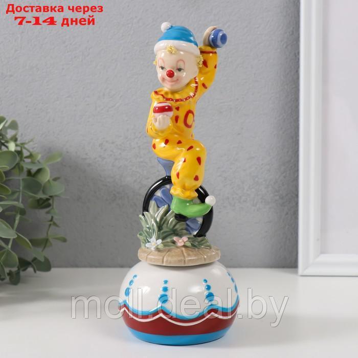Сувенир керамика музыкальный "Клоун жонглирует сидя на колесе" 8,5х8,5х22 см - фото 1 - id-p227080177