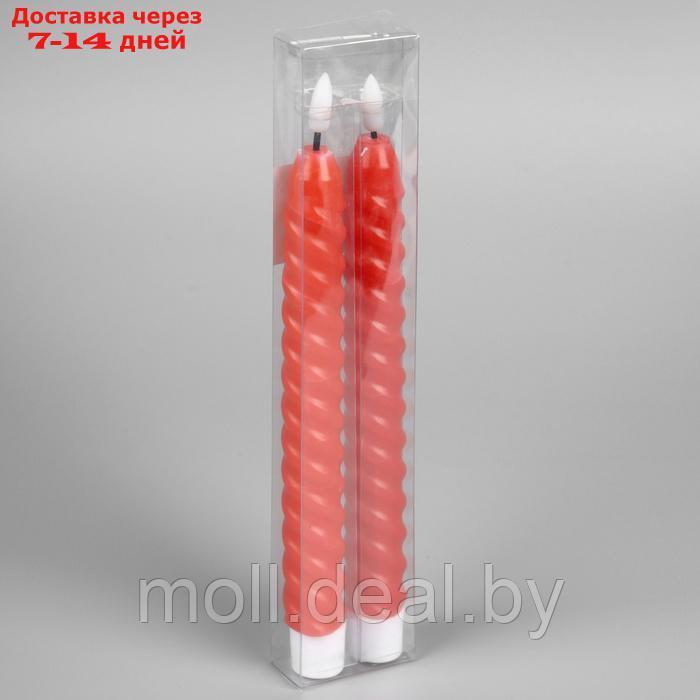 Светодиодная свеча витая красная, 2 × 25 × 2 см, пластик, воск, батарейки АААх2 (не в комплекте), свечение - фото 4 - id-p227088083