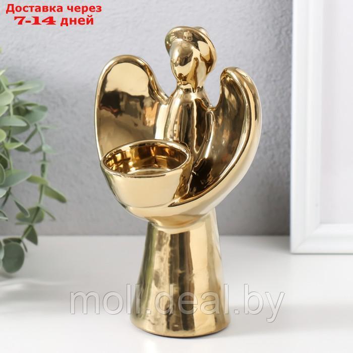 Подсвечник керамика на 1 свечу "Ангел с нимбом" d=4 см золото 11,5х10х18,5 см - фото 3 - id-p227081175