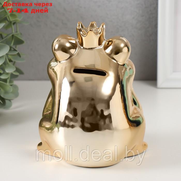Копилка керамика "Золотая лягушка в короне" 12х10,5х15 см - фото 3 - id-p227089104
