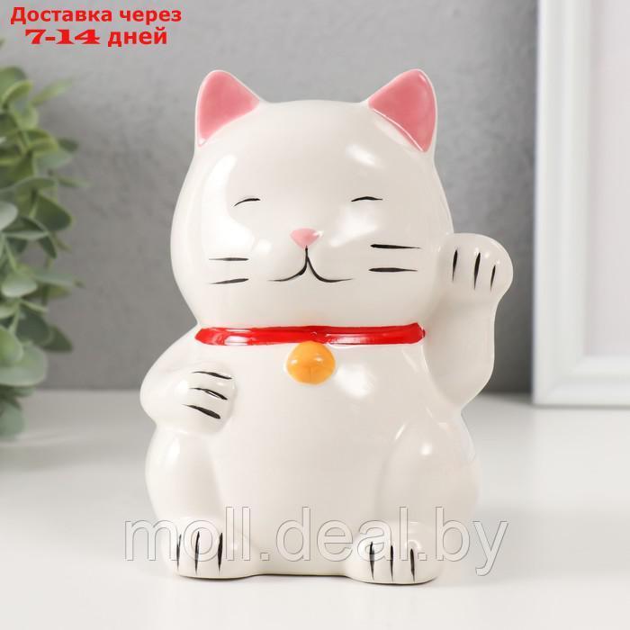 Копилка керамика "Белый кот Манэки-нэко" 10х10х14,5 см - фото 1 - id-p227089106