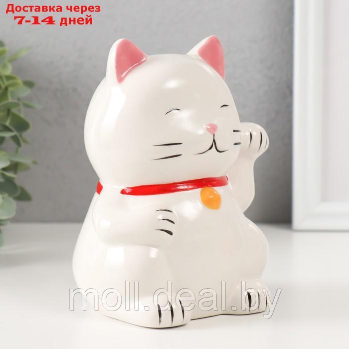 Копилка керамика "Белый кот Манэки-нэко" 10х10х14,5 см - фото 2 - id-p227089106