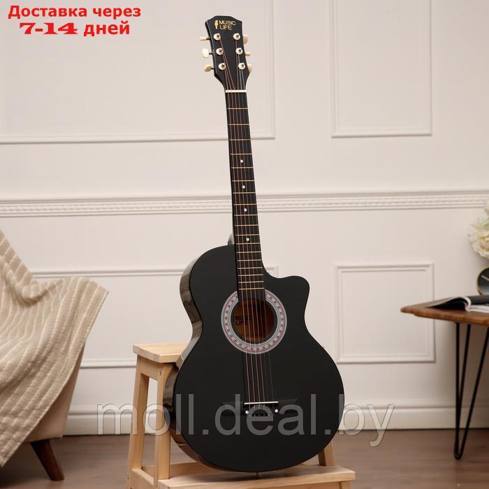 Набор гитариста Music Life ML-60A BK: гитара, чехол, струны, ремень, каподастр, тюнер - фото 3 - id-p226888893