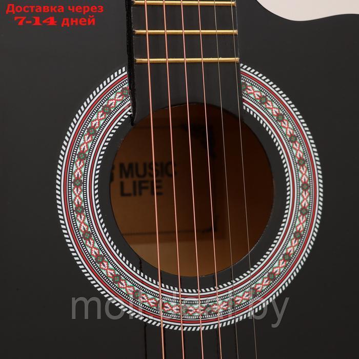 Набор гитариста Music Life ML-60A BK: гитара, чехол, струны, ремень, каподастр, тюнер - фото 5 - id-p226888893