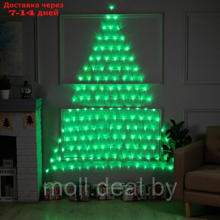 Гирлянда "Сеть-ёлка" 2 × 2 м, IP20, тёмная нить, 152 LED, свечение зелёное, 8 режимов, 220 В - фото 1 - id-p227096443