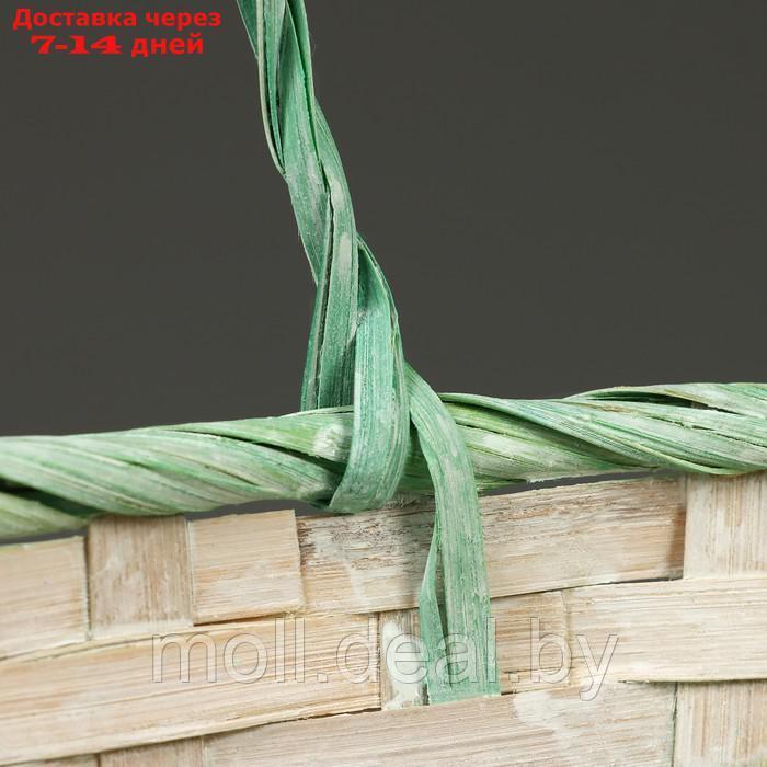 Корзина плетеная, D25 х 18 х 11/19 см, зелёная, бамбук - фото 4 - id-p227090064
