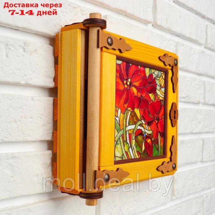 Ключница - картина, деревянная "Маки", 20 х 20 х 6 см - фото 4 - id-p227090070