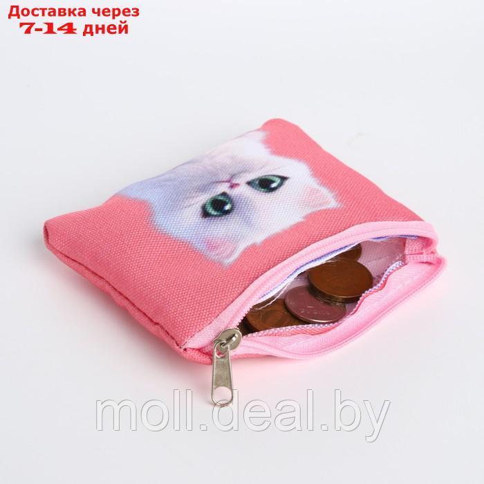 Кошелек детский текстильный "Котик", 11х9х0,5 см, цвет розовый - фото 7 - id-p227092119