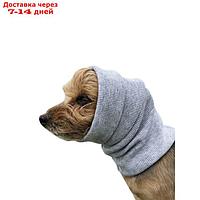 Капор трикотажный для собаки, размер M (Диаметр 32-50 см, Длина 33 см), серый