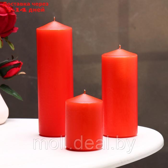Набор свечей - цилиндров 3в1 (6х14 см, 6х19 см, 6х8,5 см), красный - фото 2 - id-p227081197