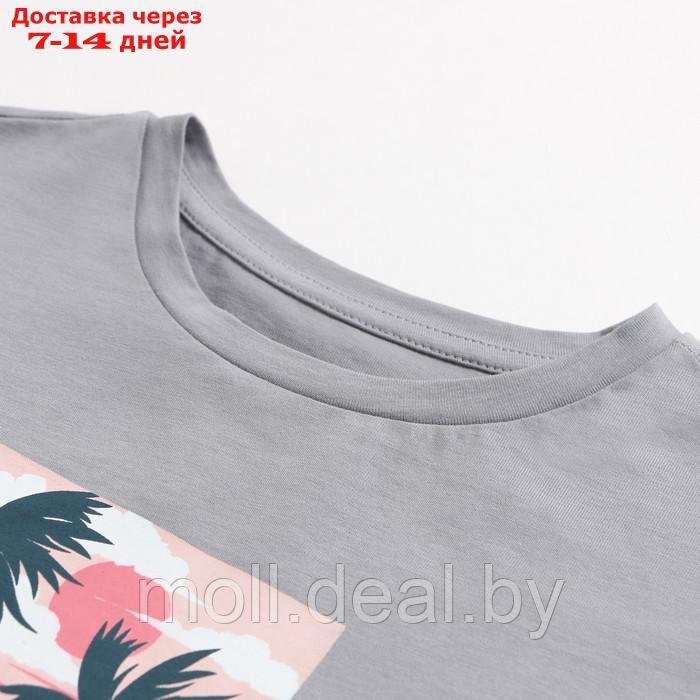 Комплект для девочек (футболка, шорты), цвет серый/мята, размер 110 см - фото 3 - id-p227103294