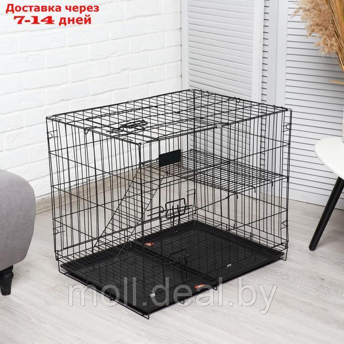 Клетка для собак и кошек, двухярусная 70 х 50 х 60 см, чёрная - фото 1 - id-p227101405