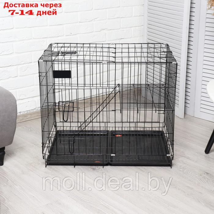 Клетка для собак и кошек, двухярусная 70 х 50 х 60 см, чёрная - фото 3 - id-p227101405