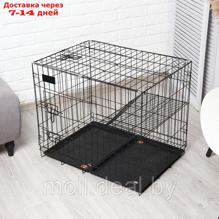 Клетка для собак и кошек, двухярусная 70 х 50 х 60 см, чёрная - фото 4 - id-p227101405