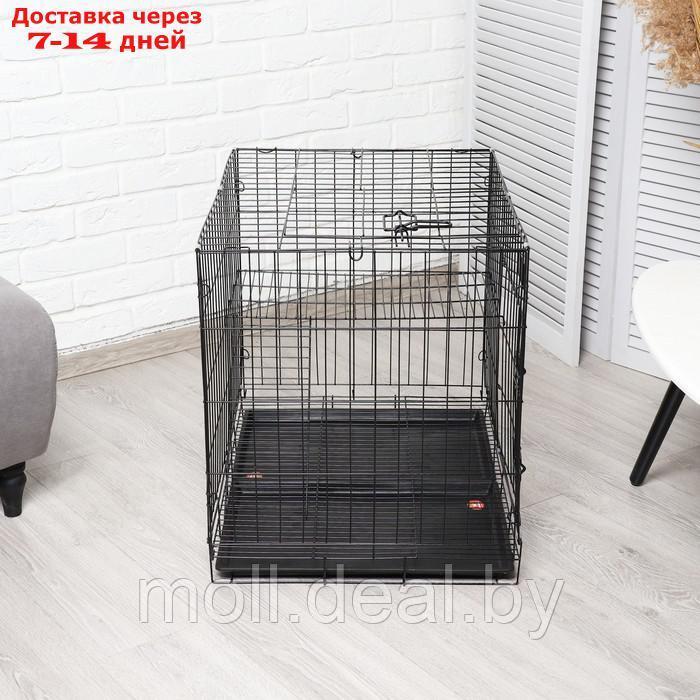 Клетка для собак и кошек, двухярусная 70 х 50 х 60 см, чёрная - фото 6 - id-p227101405