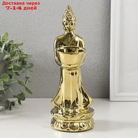 Подсвечник керамика на 1 свечу "Будда" d=4 см золото 8х11х22,5 см
