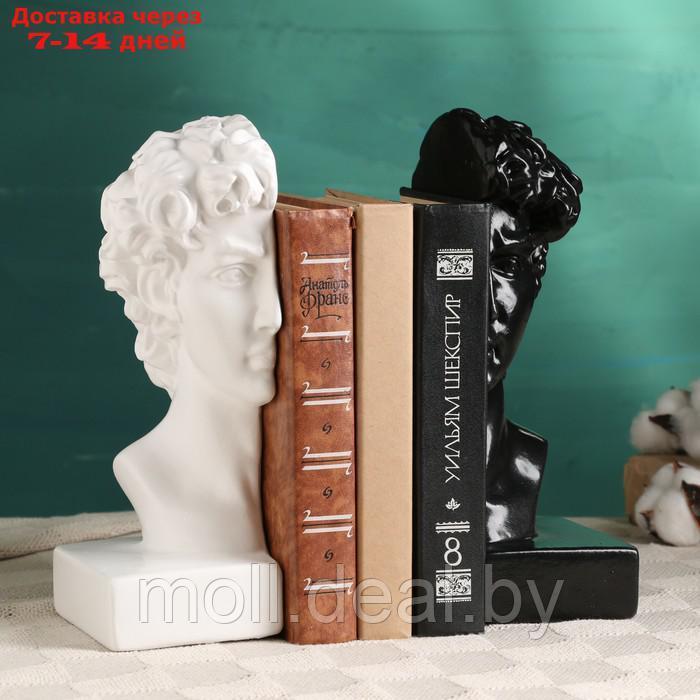 Подставка для книг "Бюст Давида" набор, черно-белый, 25см