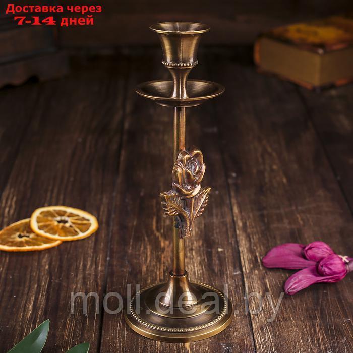 Подсвечник на 1 свечу "Роза" антик, латунь, 19 см - фото 2 - id-p227119294