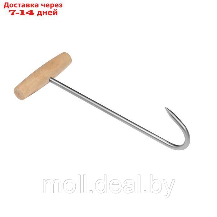 Обвалочный крюк для мяса, 30см, с деревянной ручкой - фото 1 - id-p227075246