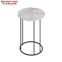 Кофейный столик "Ст128.0", 450×450×750 мм, цвет МДФ монте белый / металл чёрный муар