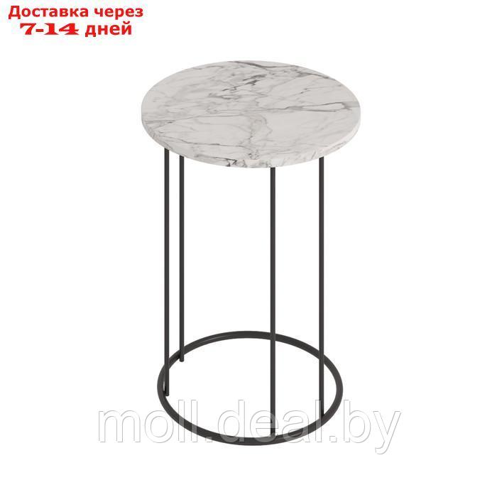 Кофейный столик "Ст128.0", 450×450×750 мм, цвет МДФ монте белый / металл чёрный муар - фото 1 - id-p227088134