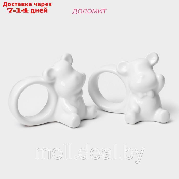 Набор колец для салфеток Доляна "Стильный мишка", 2 предмета 9,6×4,8×7,2 см - фото 2 - id-p227076236