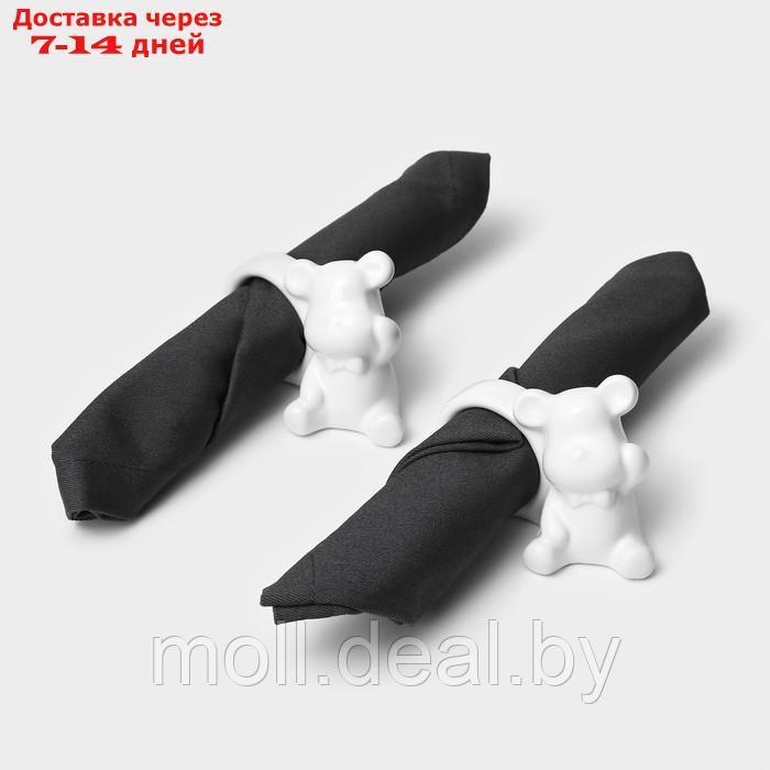 Набор колец для салфеток Доляна "Стильный мишка", 2 предмета 9,6×4,8×7,2 см - фото 6 - id-p227076236
