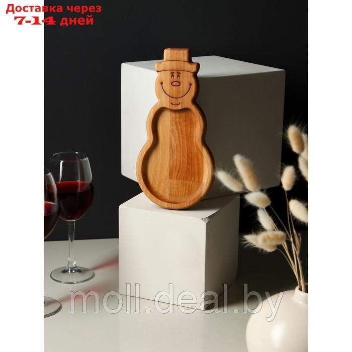 Менажница - тарелка деревянная Adelica "Снеговик", 25×15×1,8 см, берёза - фото 1 - id-p227099005