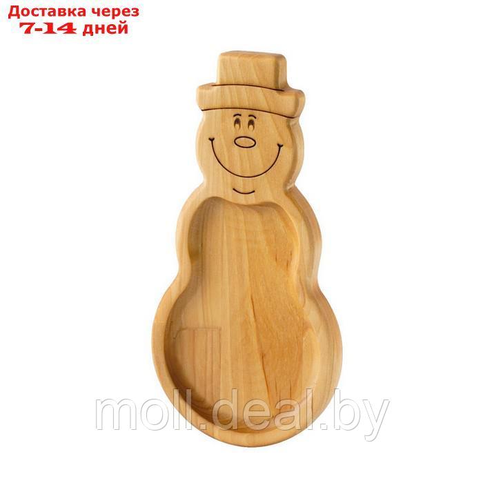 Менажница - тарелка деревянная Adelica "Снеговик", 25×15×1,8 см, берёза - фото 5 - id-p227099005