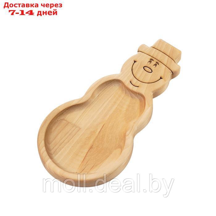 Менажница - тарелка деревянная Adelica "Снеговик", 25×15×1,8 см, берёза - фото 6 - id-p227099005