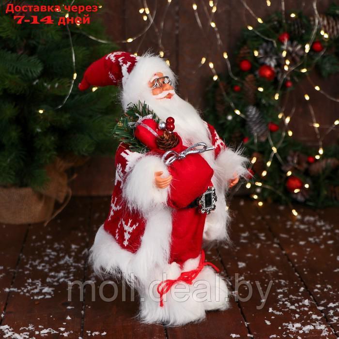 Дед Мороз "С коробками подарком и фонариком" 31 см, красный - фото 2 - id-p227099029