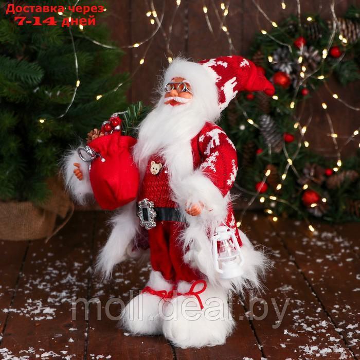 Дед Мороз "С коробками подарком и фонариком" 31 см, красный - фото 4 - id-p227099029