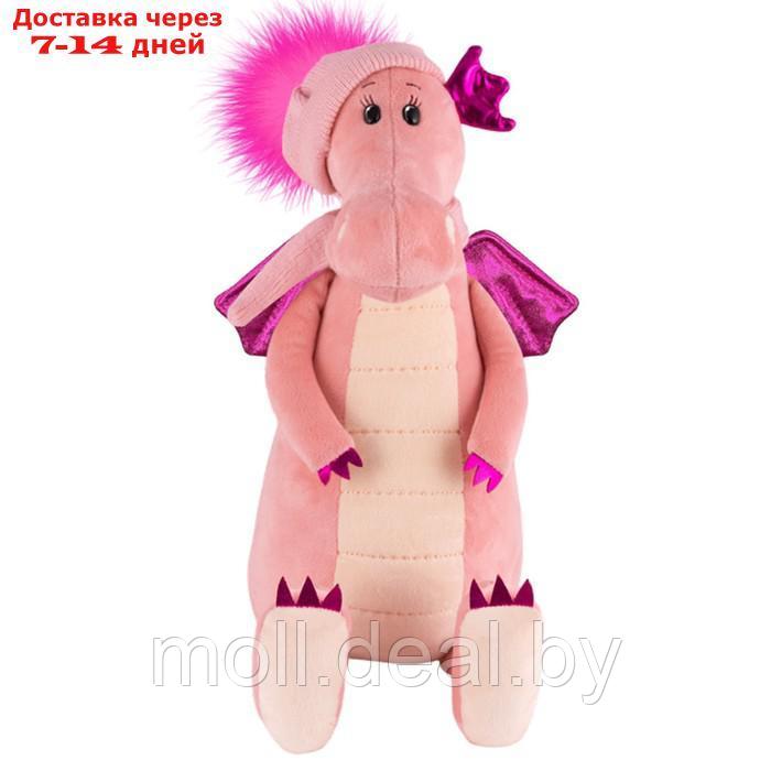 Мягкая игрушка "Дракон Эмма", розовая шапка с помпоном, 30 см - фото 2 - id-p227096590