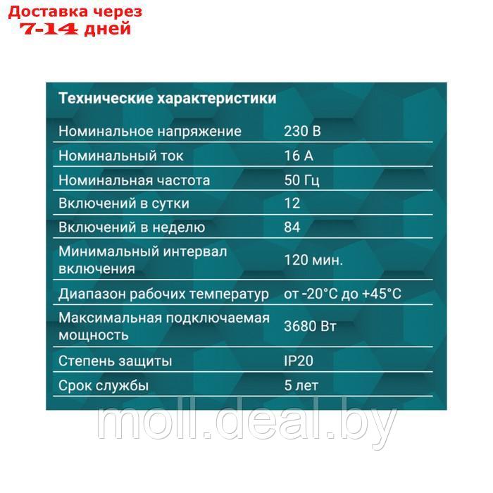 Таймер механический, 'Премиум', недельный 3680Вт, интервал: 120мин. 12 вкл/сутки белый, 0516 - фото 6 - id-p227099057