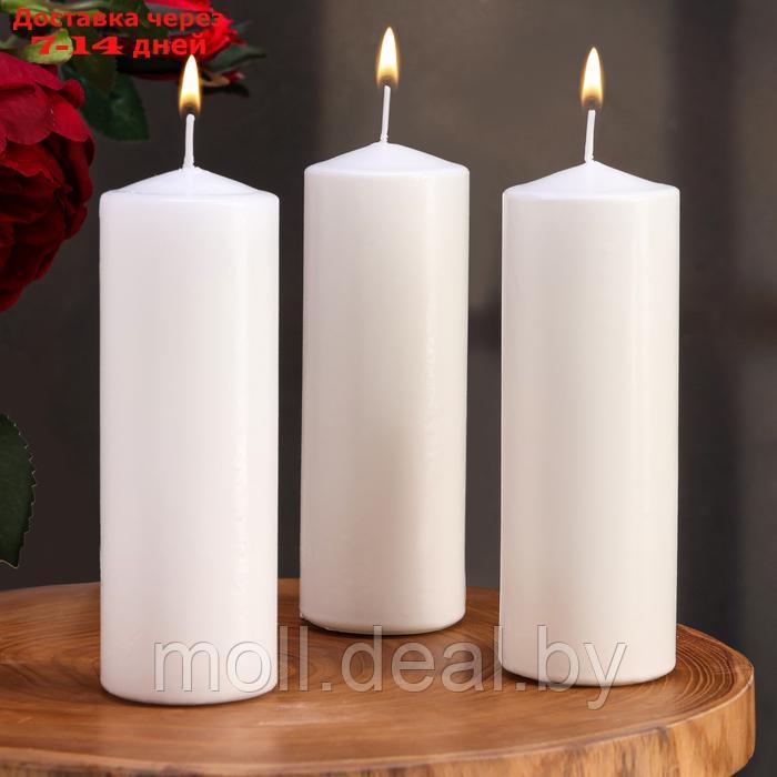 Набор свечей цилиндров, 5х15 см, 3 шт, белая