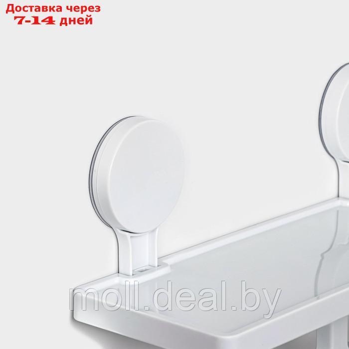 Полка для ванных принадлежностей на липучках Доляна, 17×32×11,5 см, цвет белый - фото 3 - id-p227078256