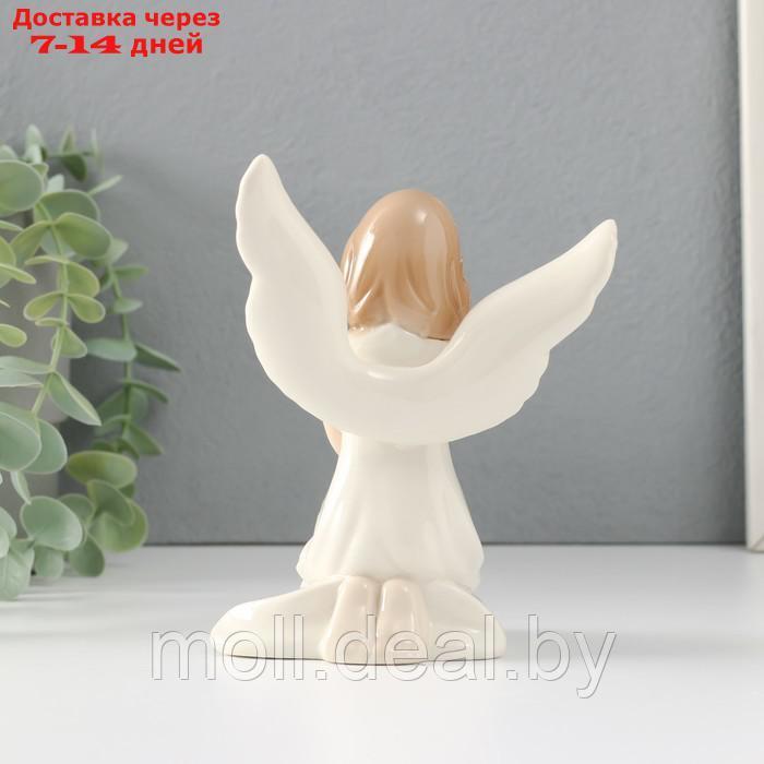 Сувенир керамика "Девочка-ангел в белом платье с узорами сидит" 10х7х13 см - фото 3 - id-p227081272