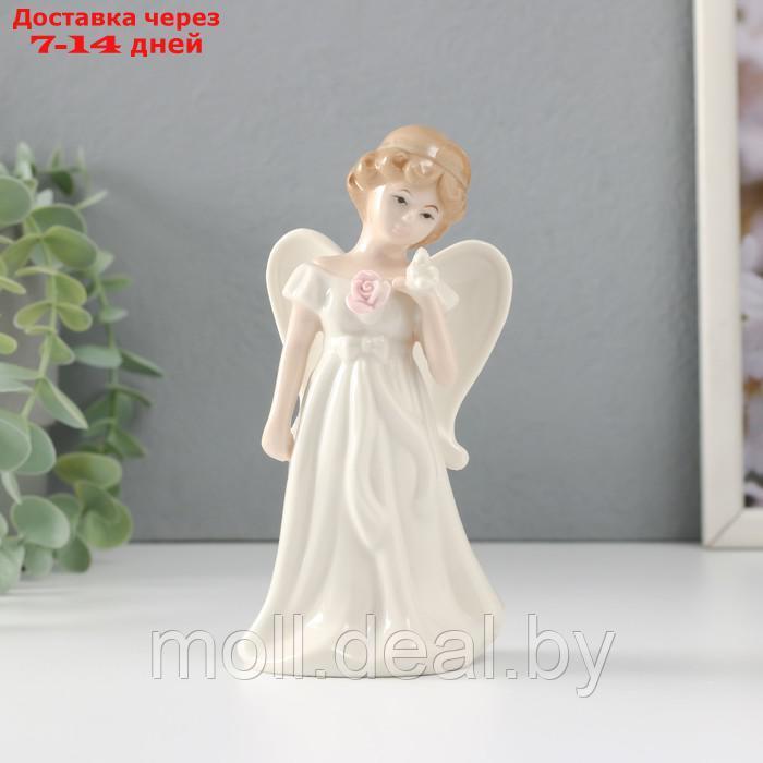 Сувенир керамика "Девочка-ангел в белом платье с голубем" 7,5х6х14,5 см - фото 1 - id-p227081273