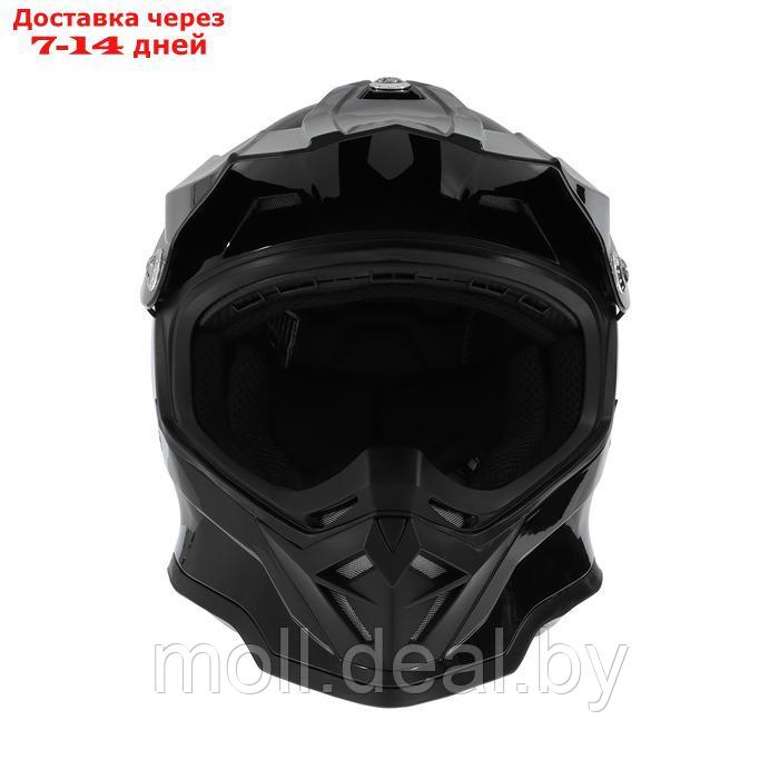 Шлем кроссовый, размер M, модель - BLD-819-7, черный глянцевый - фото 5 - id-p227089201