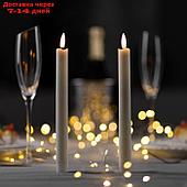 Набор светодиодных свечей, белые, 2 × 25 × 2 см, пластик, воск, батарейки АААх2 (не в комплекте), свечение