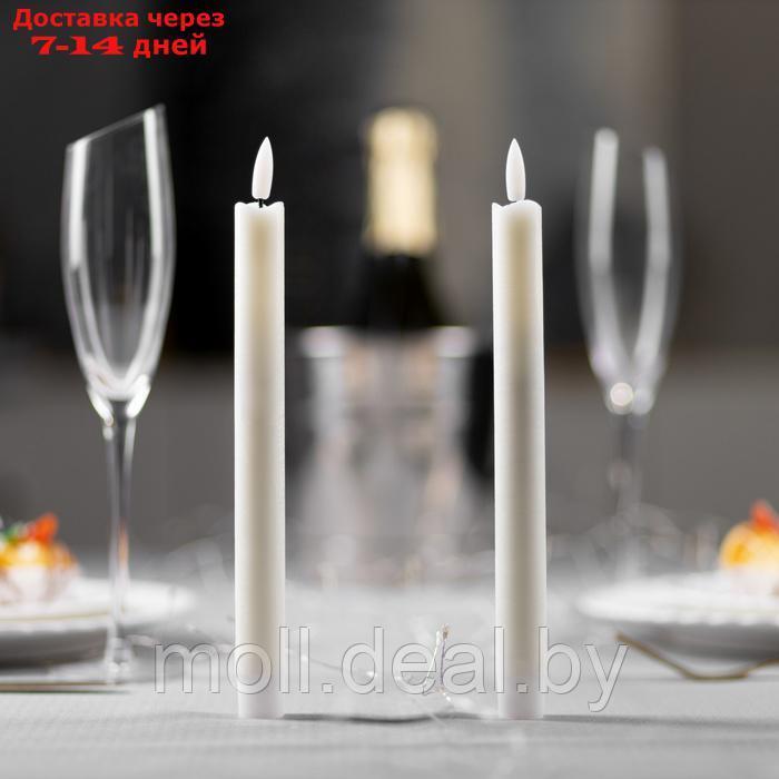 Набор светодиодных свечей, белые, 2 × 25 × 2 см, пластик, воск, батарейки АААх2 (не в комплекте), свечение - фото 2 - id-p227081287