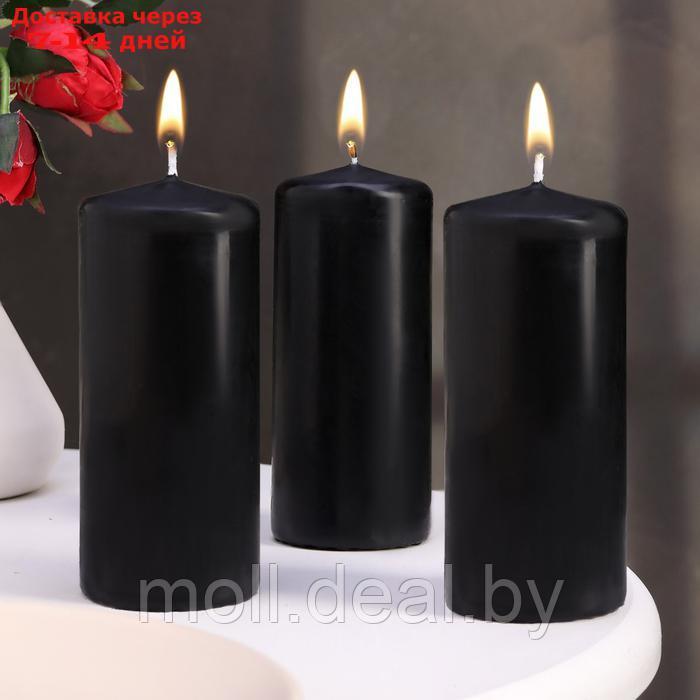 Набор свечей - цилиндров, 5х11,5 см, набор 3 шт, черная - фото 1 - id-p227080302