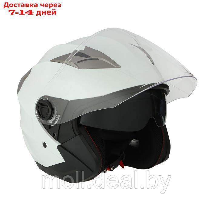 Шлем открытый с двумя визорами, размер L, модель - BLD-708E, белый глянцевый - фото 6 - id-p227087246