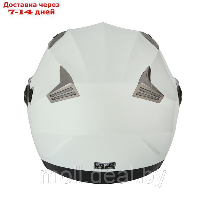 Шлем открытый с двумя визорами, размер L, модель - BLD-708E, белый глянцевый - фото 9 - id-p227087246