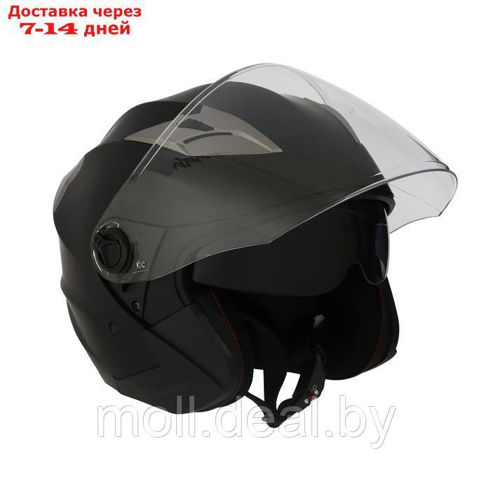Шлем открытый с двумя визорами, размер M, модель - BLD-708E, черный матовый - фото 6 - id-p227087247