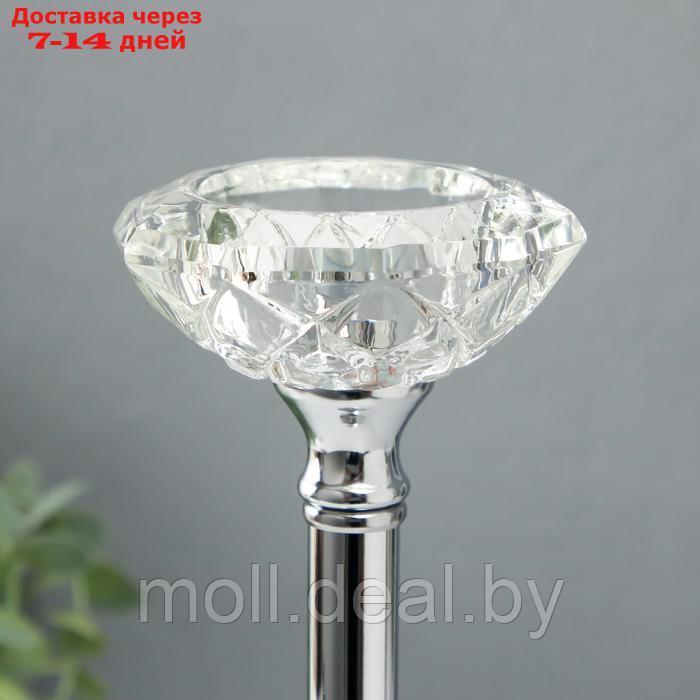 Подсвечник металл, стекло на 1 свечу "Кристальная чаша" d= 5 см серебро 9х9х27 см - фото 2 - id-p227080305