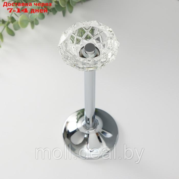 Подсвечник металл, стекло на 1 свечу "Кристальная чаша" d= 5 см серебро 9х9х27 см - фото 3 - id-p227080305