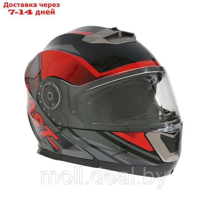 Шлем модуляр с двумя визорами, размер XXL, модель - BLD-160E, черно-красный - фото 4 - id-p227088204