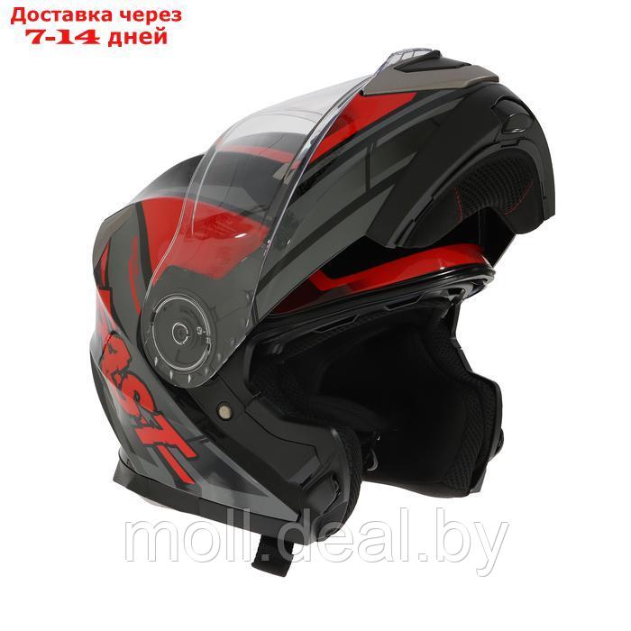 Шлем модуляр с двумя визорами, размер XXL, модель - BLD-160E, черно-красный - фото 5 - id-p227088204