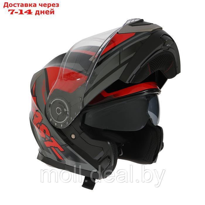 Шлем модуляр с двумя визорами, размер XXL, модель - BLD-160E, черно-красный - фото 6 - id-p227088204